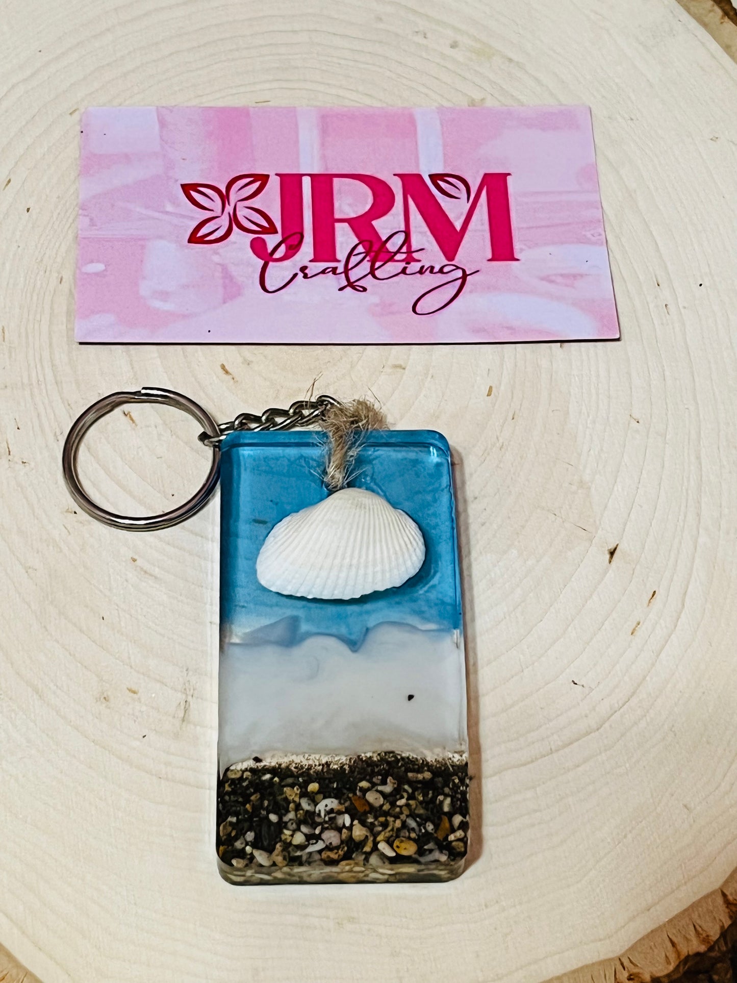 Llavero artesanal encapsulado de arena de playa