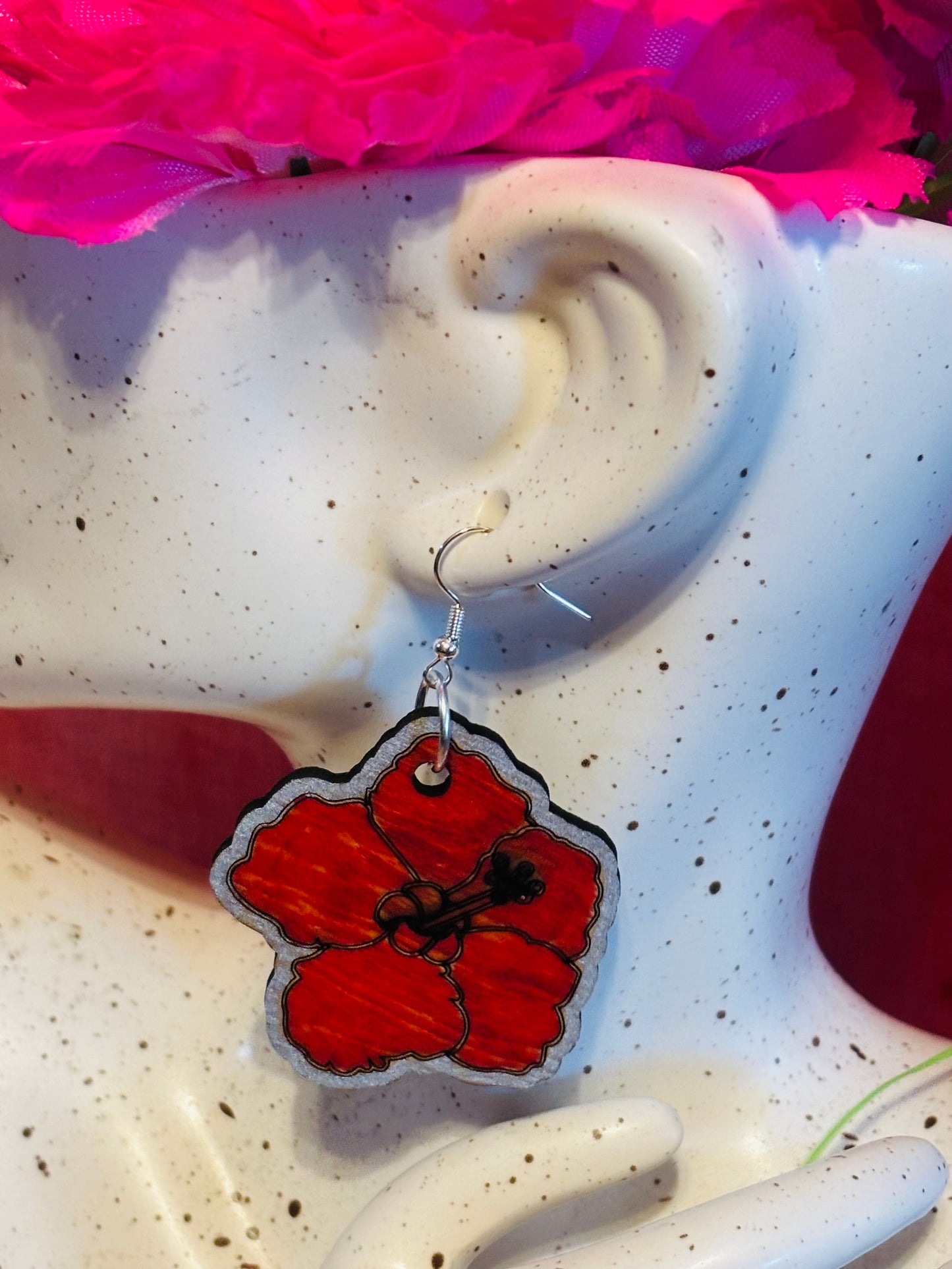 Flor de maga en madera pintada a mano