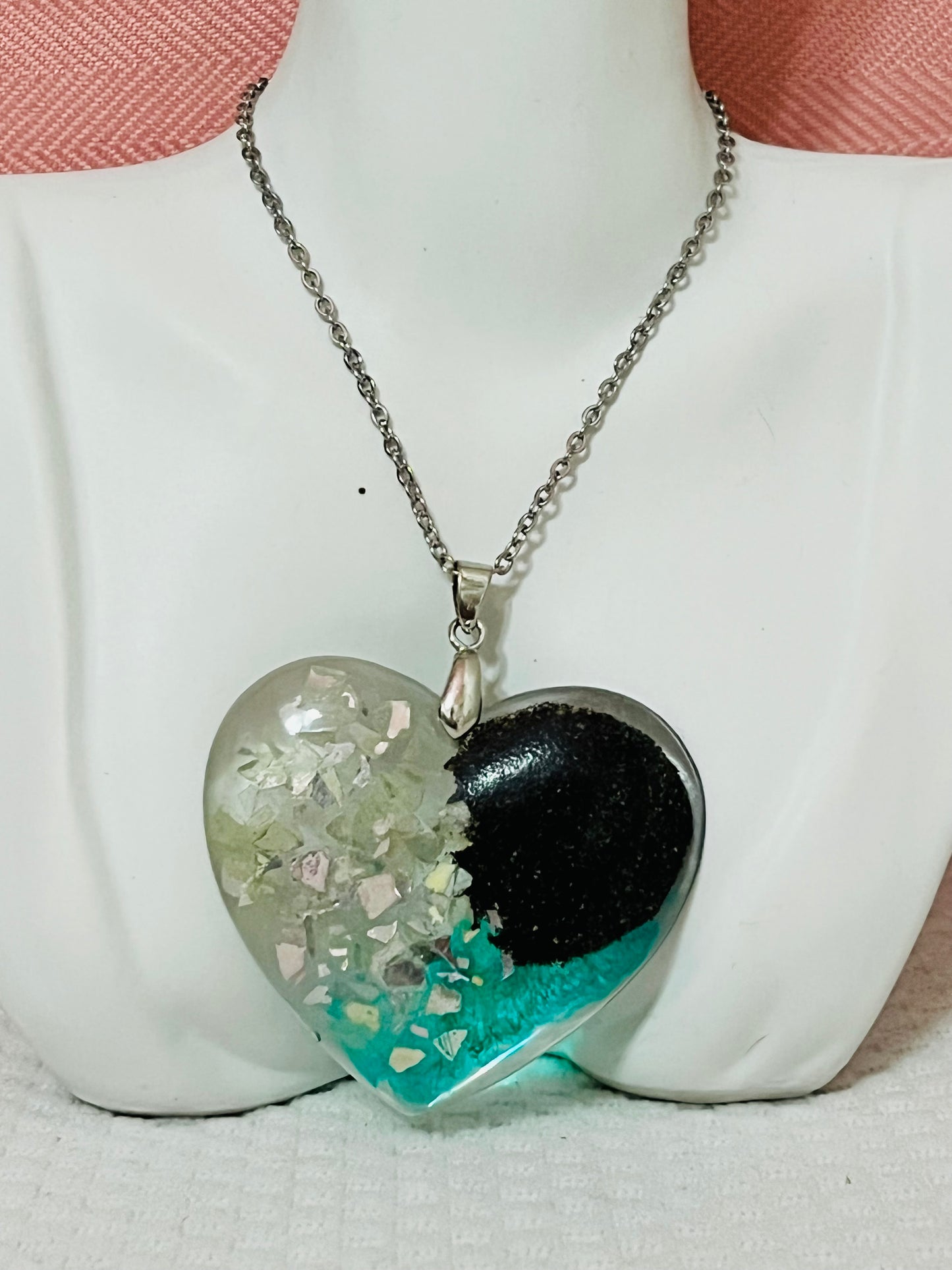 Pendant corazón arena y vidrio