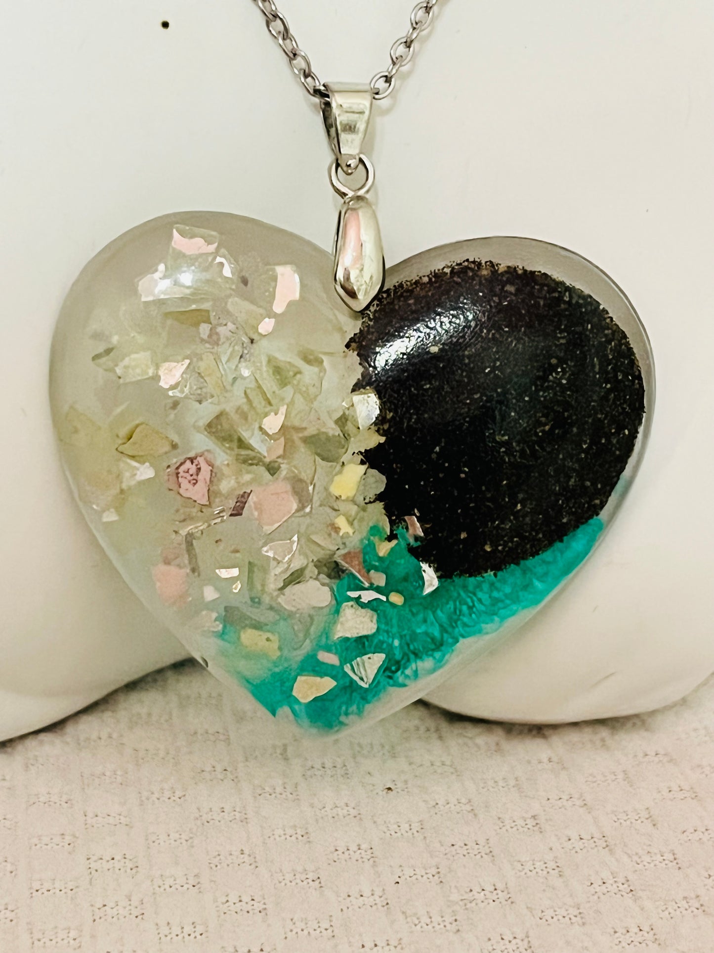 Pendant corazón arena y vidrio