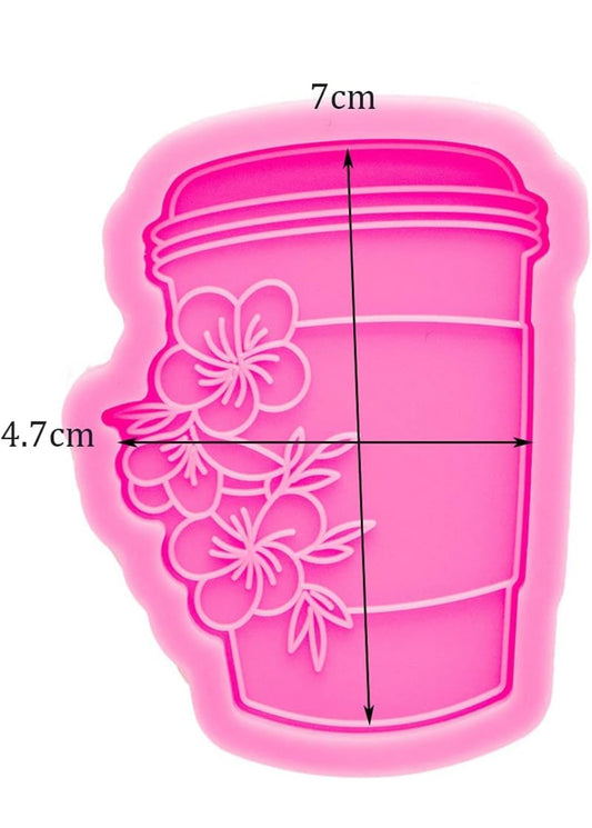 Molde de silicona de vaso de cafe flores